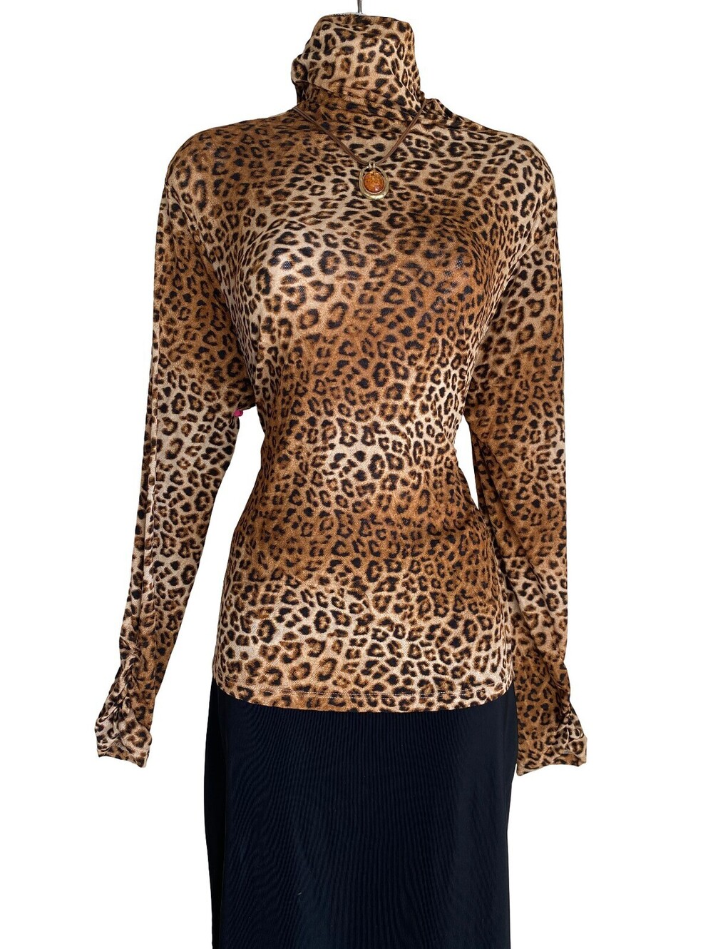 Y2K Worthington Plus XL Animal Print Turtleneck Tunic Blouse Mob Wife Whimsigoth